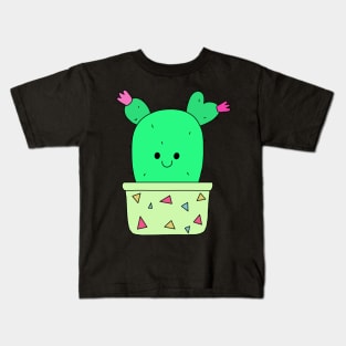 Cute Cactus Design #55: Young Happy Cactus Kids T-Shirt